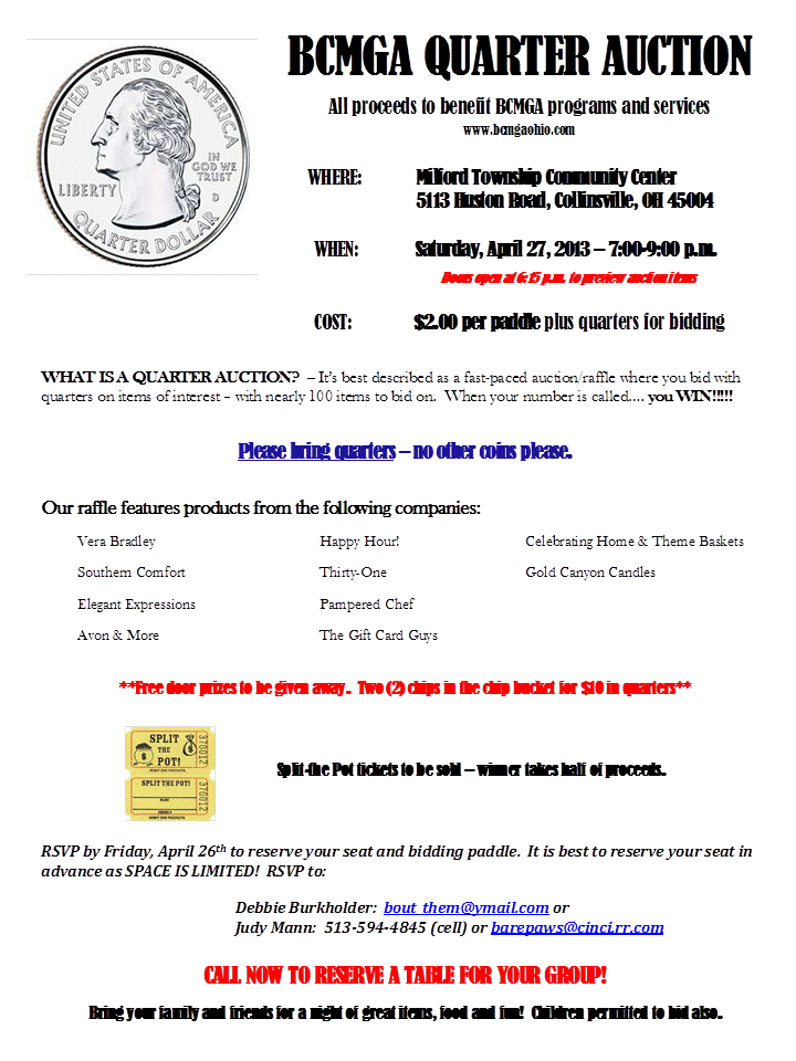 BCMGA QUARTER AUCTION The Voice of Monroe, Ohio